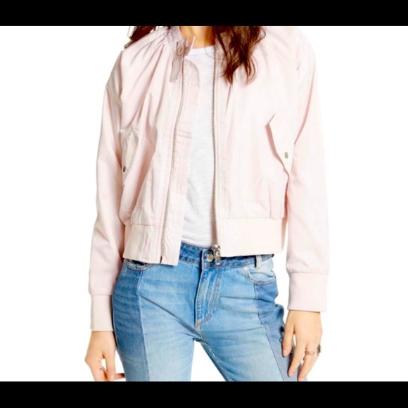 NWOT Free People Bomber Jacket Baby Pink - Picture 2 of 12